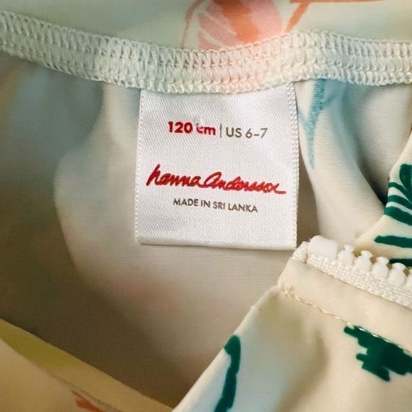 HANNA ANDERRSON GIRLS RASHGUARD SWIM TOP WITH TROPICAL PATTERN SIZE 6-7 - Picture 3 of 9